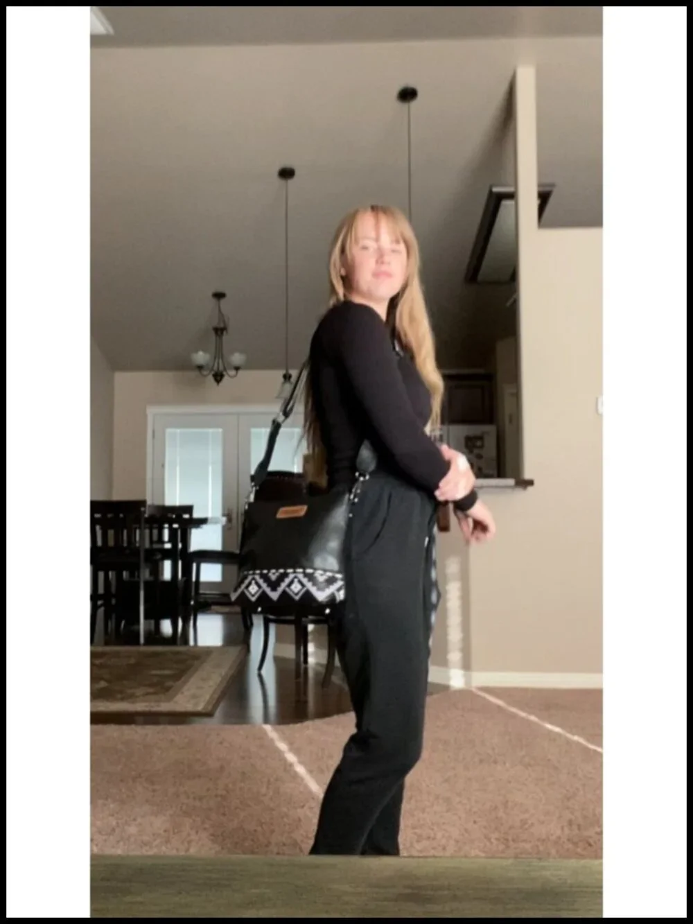 Vegan Leather Crossbody Purse with Aztec Pattern and Reinforced Feet